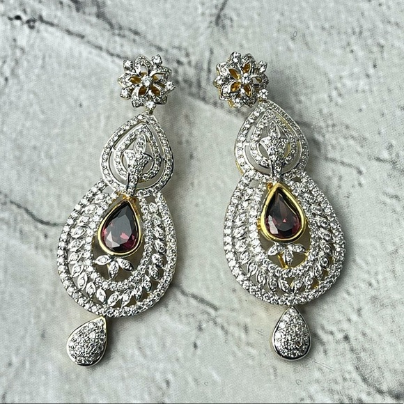 Indian Large Earring With Wooden Gift Jewelry Box - Picture 1 of 5